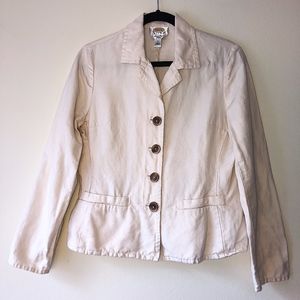 Talbots Off-White Irish Linen Blend Jacket Blazer